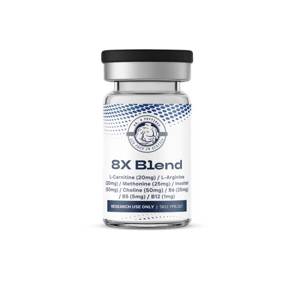 8X Blend L-Carnitine (20mg) / L-Arginine (20mg) / Methonine (25mg) / Inositol (50mg) / Choline (50mg) / B6 (25mg) / B5 (5mg) / B12 (1mg)